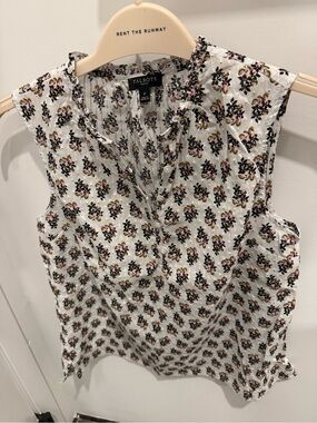 Talbots White Floral-Print Sleeveless Top